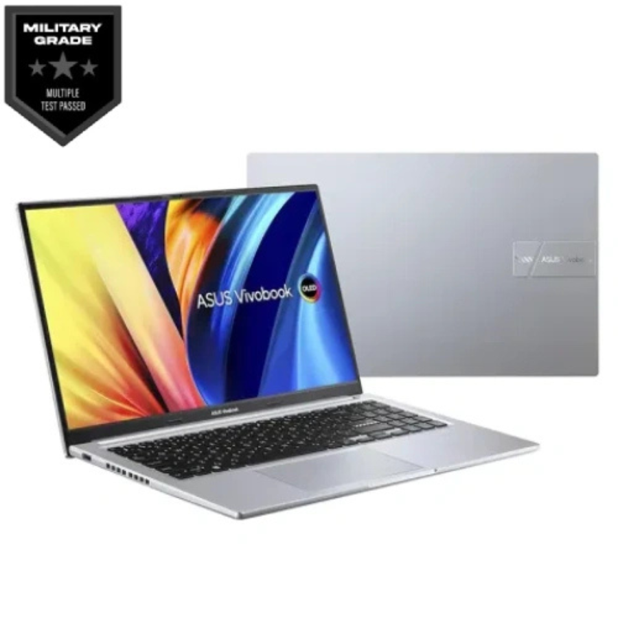 ASUS VIVOBOOK 15 OLED A1505VA-13420H, INTEL CORE i5 13420H PRO (A1505VA-L1853), 16GB DDR4 (8GB ON BOARD), 512GB GEN4 SSD, 15.6 INCH OLED, WIFI 6E, Intel UHD Graphics, MILITARY GRA, DOS, TRANSPERENT SILVER LAPTOP